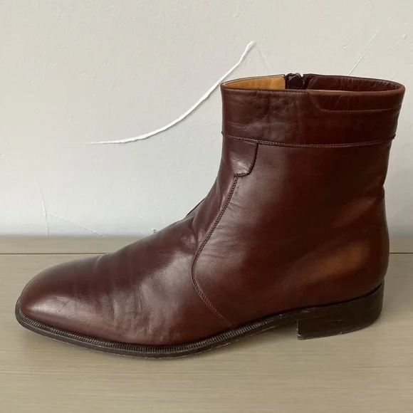 Nordstrom Mens Italian Made Soft Supple Leather Regalo Boots side Zip Size 11 - Picture 6 of 16